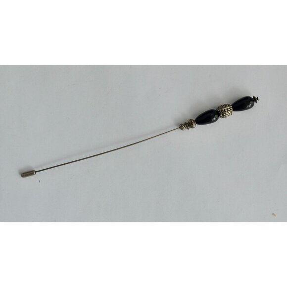Vintage Black & Silver Hat Pin 7" - Picture 1 of 2